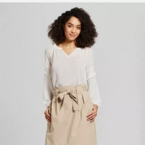 A New Day white and gold sheer top